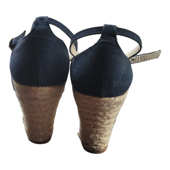 Zara Basic Collection‎ Wedge Open Toe Espadrille  Size 39/7.5 Blue Wedge Heels - Picture 4 of 6